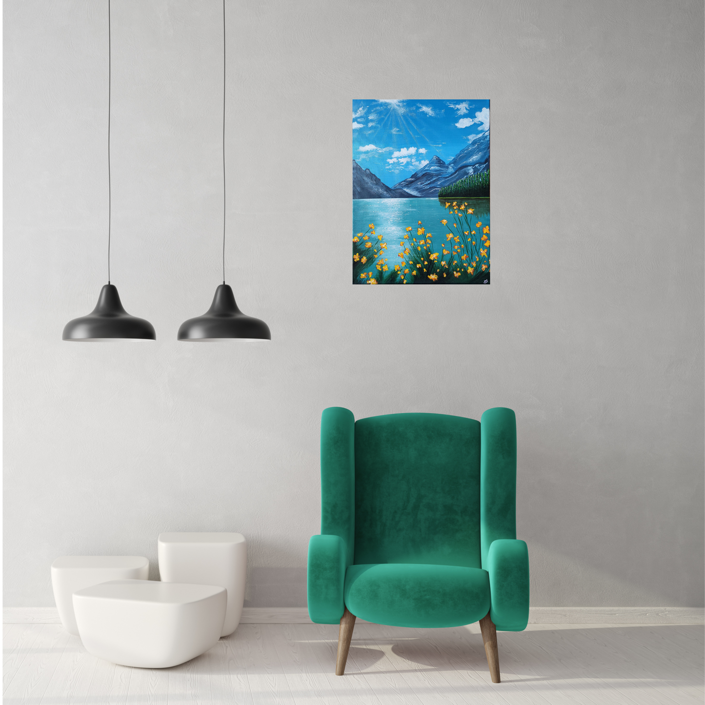 Sunlit Mountain Lake