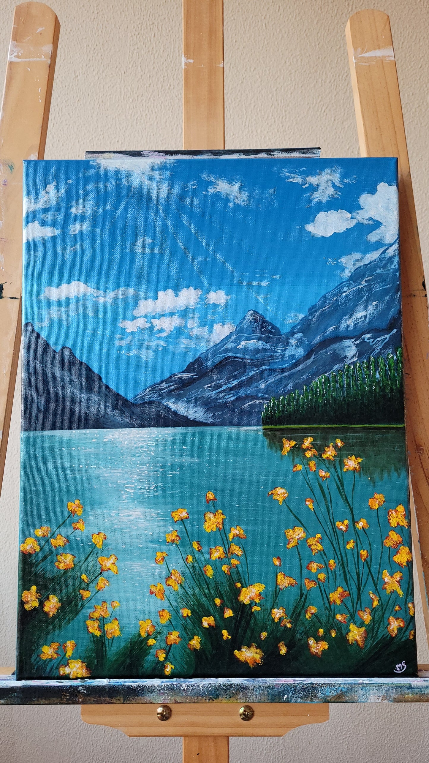 Sunlit Mountain Lake