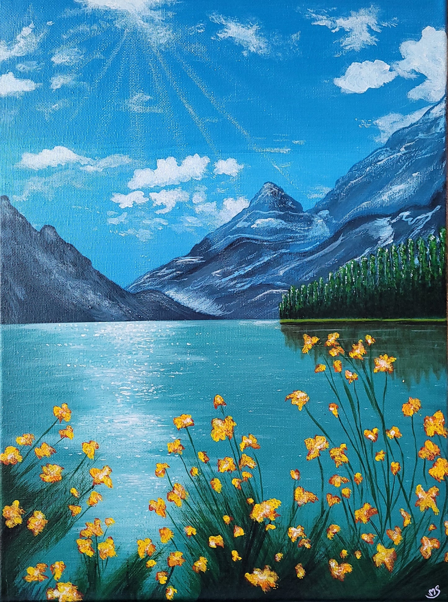 Sunlit Mountain Lake