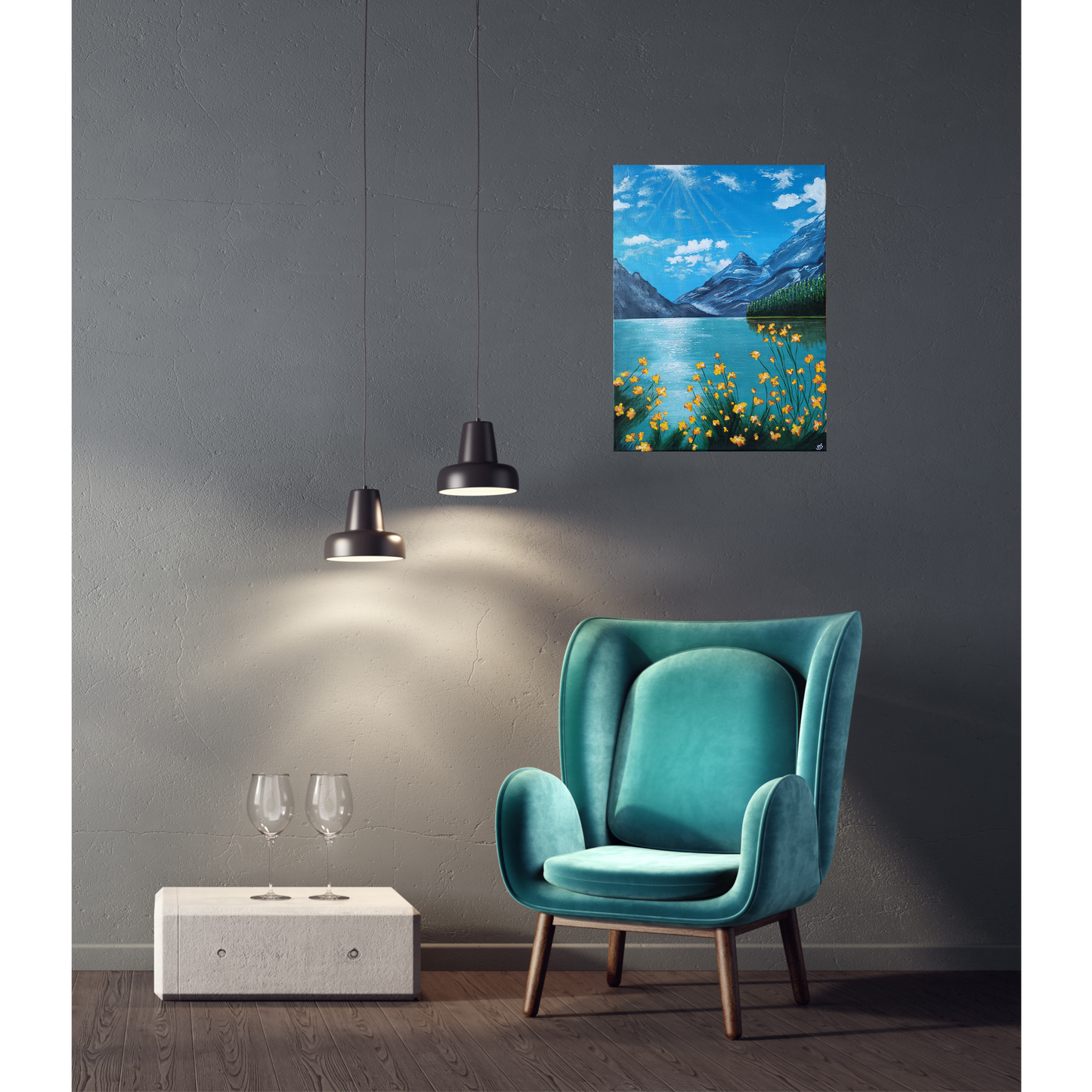 Sunlit Mountain Lake