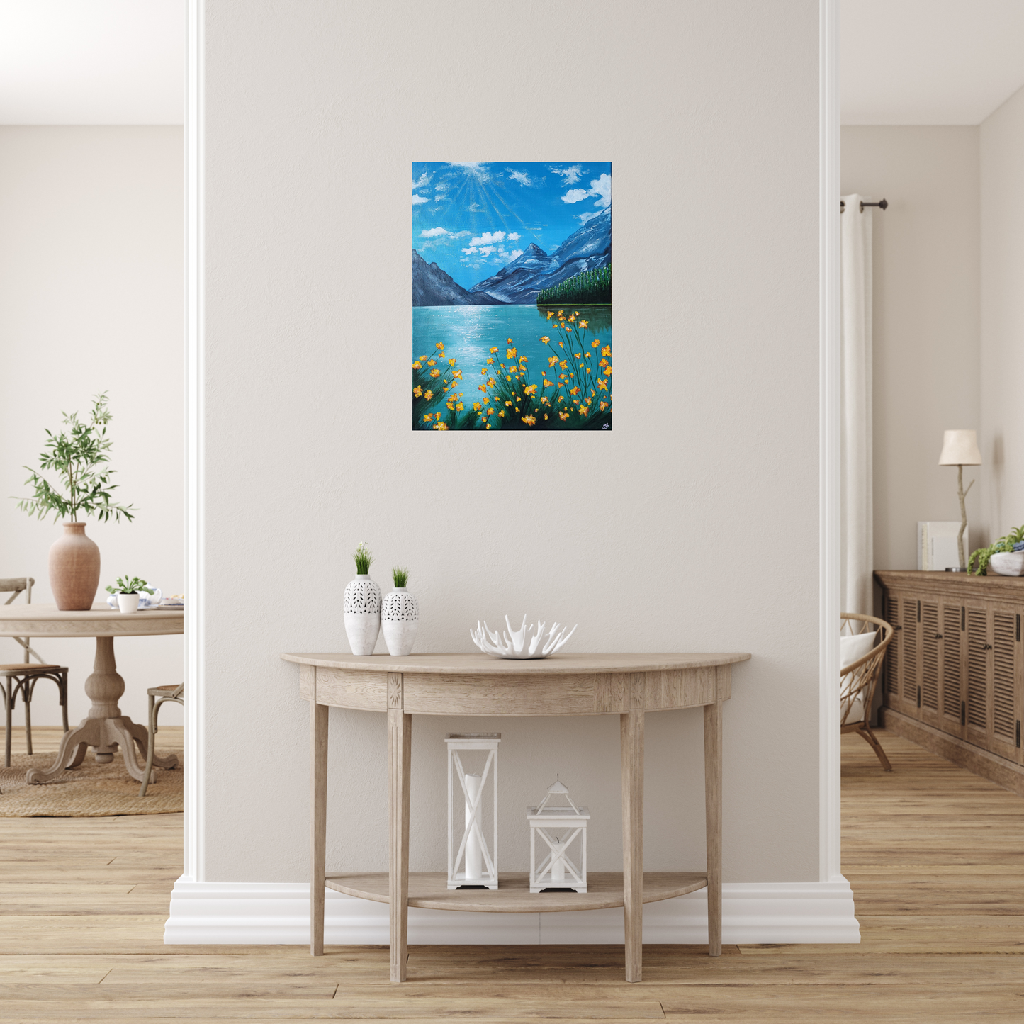 Sunlit Mountain Lake